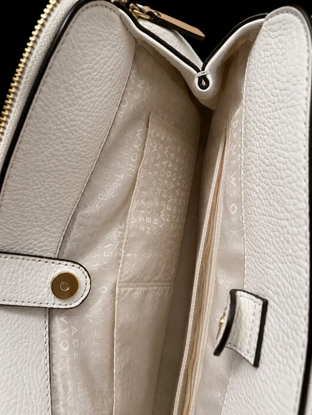 Kate Spade New York White Pebbled Leather Satchel Bag